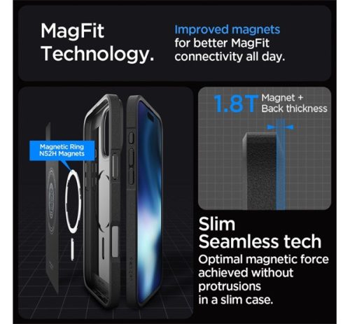 Spigen Core Armor MagFit Apple iPhone 16 Pro Max tok, MagSafe, Matte Black, fekete