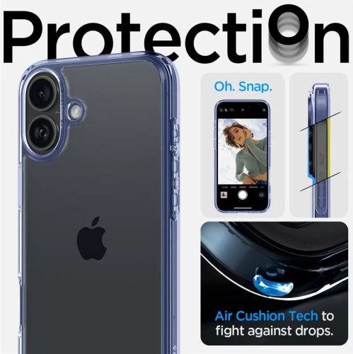 Spigen Ultra Hybrid Apple iPhone 16 tok, Sky Crystal, átlátszó-kék