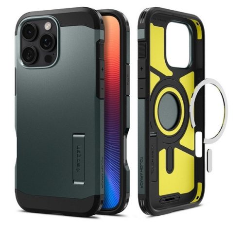 Spigen Tough Armor MagFit Apple iPhone 16 Pro tok, MagSafe, zöld
