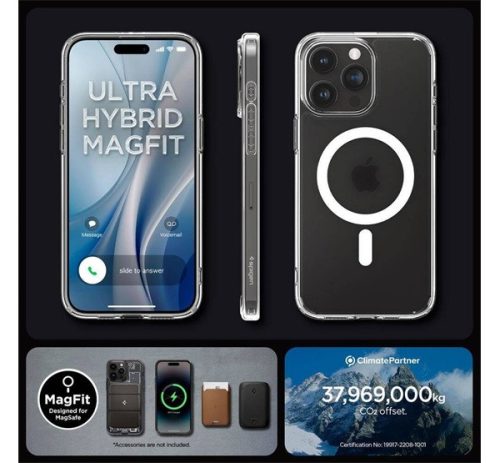 Spigen Ultra Hybrid MagFit Apple iPhone 16 Pro tok, MagSafe, Frost Clear, átlátszó