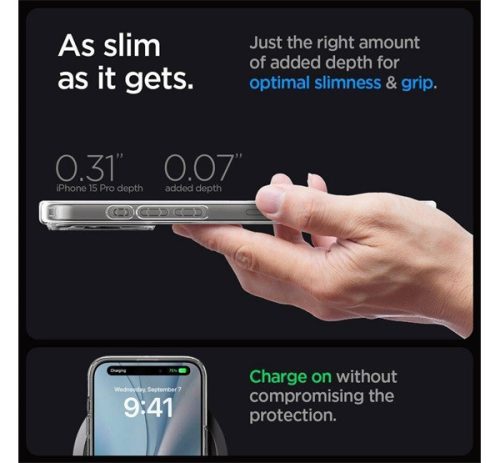 Spigen Ultra Hybrid MagFit Apple iPhone 16 Pro tok, MagSafe, Frost Clear, átlátszó