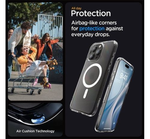 Spigen Ultra Hybrid MagFit Apple iPhone 16 Pro tok, MagSafe, Frost Clear, átlátszó