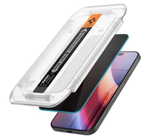 Spigen Glas.tR EZ Fit Privacy Apple iPhone 16 Pro Max / 17 Pro Max, tempered kijelzővédő fólia felhelyező kerettel (2db)