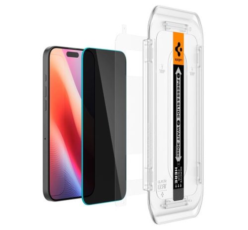 Spigen Glas.tR EZ Fit Privacy Apple iPhone 16 Pro Max / 17 Pro Max, tempered kijelzővédő fólia felhelyező kerettel (2db)
