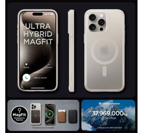 Spigen Ultra Hybrid MagFit Apple iPhone 16 Pro Max tok, MagSafe, Frost Natural Titanium, átlátszó-bézs