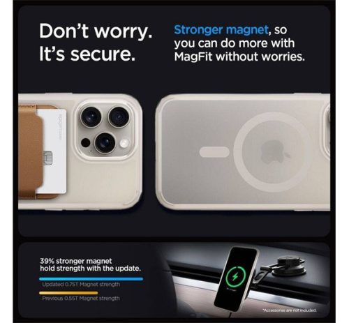 Spigen Ultra Hybrid MagFit Apple iPhone 16 Pro Max tok, MagSafe, Frost Natural Titanium, átlátszó-bézs