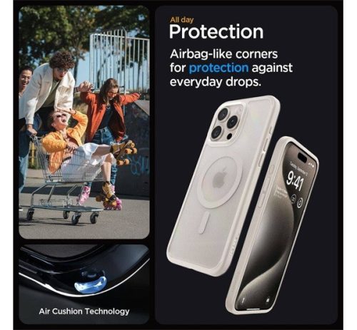 Spigen Ultra Hybrid MagFit Apple iPhone 16 Pro Max tok, MagSafe, Frost Natural Titanium, átlátszó-bézs