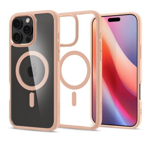 Spigen Ultra Hybrid MagFit Apple iPhone 16 Pro Max tok, MagSafe, Rose Titanium, átlátszó