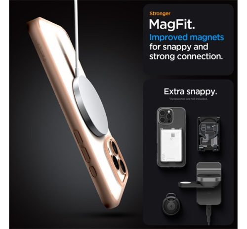 Spigen Ultra Hybrid MagFit Apple iPhone 16 Pro Max tok, MagSafe, Rose Titanium, átlátszó