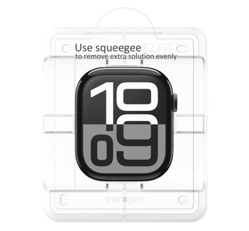 Spigen EliteShield EZ Fit Apple Watch 11 / Watch 10 46mm kijelzővédő fólia felhelyező kerettel (2db)