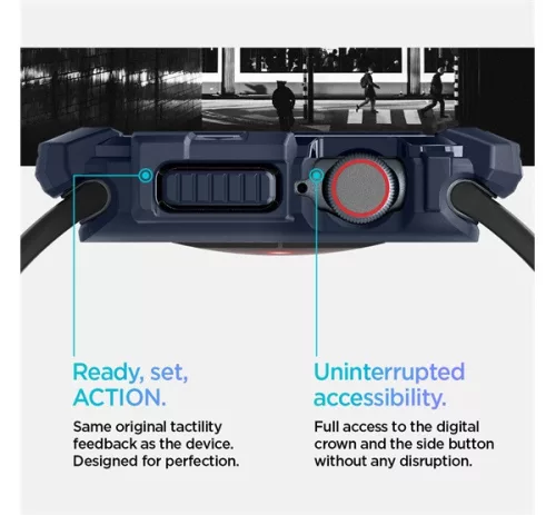 Spigen Rugged Armor Apple Watch 10 46mm tok, Navy Blue, kék
