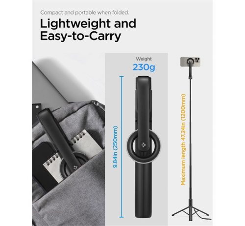 Spigen S580W Tripod állvány Selfie Stick / Selfie bot hosszú verzió, fekete