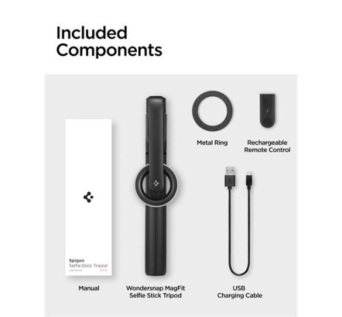 Spigen S580W Tripod állvány Selfie Stick / Selfie bot hosszú verzió, fekete