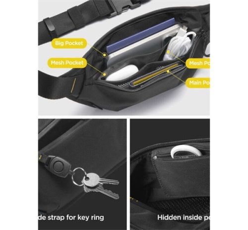 Spigen Klasden KD411 vízálló övtáska kulcstartóval, fekete