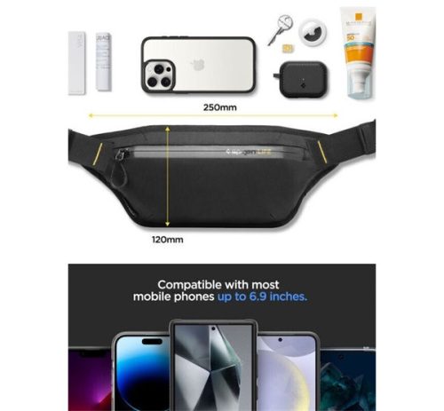 Spigen Klasden KD411 vízálló övtáska kulcstartóval, fekete