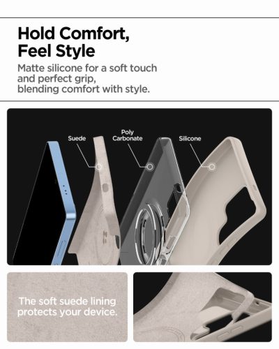 Spigen Silicone Fit MagFit Samsung Galaxy S25 Ultra tok, Natural Titanium, bézs