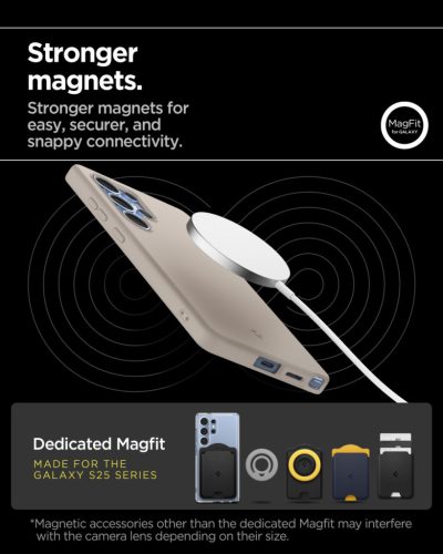 Spigen Silicone Fit MagFit Samsung Galaxy S25 Ultra tok, Natural Titanium, bézs