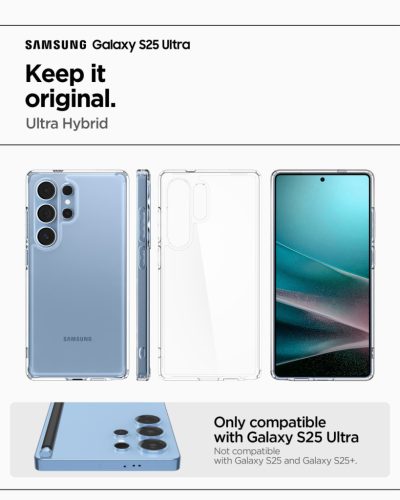 Spigen Ultra Hybrid Samsung Galaxy S25 Ultra tok, Crystal Clear, átlátszó