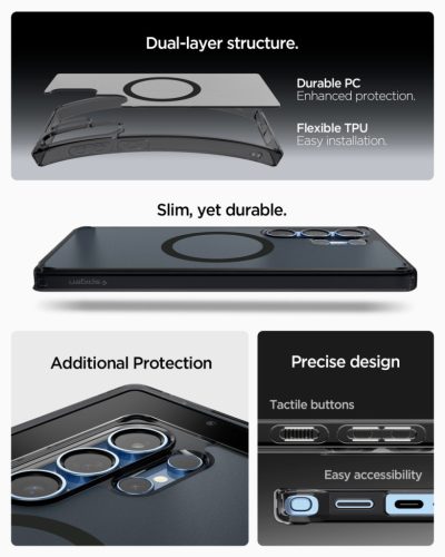 Spigen Ultra Hybrid MagFit Samsung Galaxy S25 Ultra tok, Frost Black, fekete