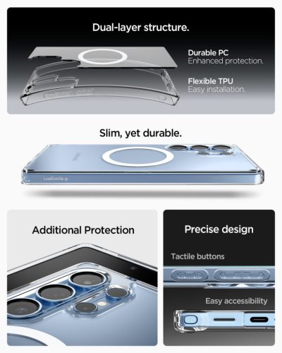 Spigen Ultra Hybrid MagFit Samsung Galaxy S25 Ultra tok, átlátszó-fehér