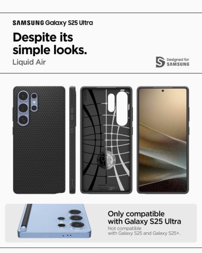 Spigen Liquid Air Samsung Galaxy S25 Ultra tok, Matte Black, fekete