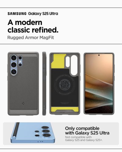 Spigen Rugged Armor MagFit Samsung Galaxy S25 Ultra tok, Marble, szürke