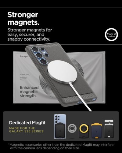 Spigen Rugged Armor MagFit Samsung Galaxy S25 Ultra tok, Marble, szürke