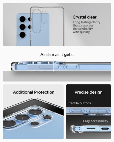 Spigen Liquid Crystal Samsung Galaxy S25 Ultra tok, Crystal Clear, átlátszó