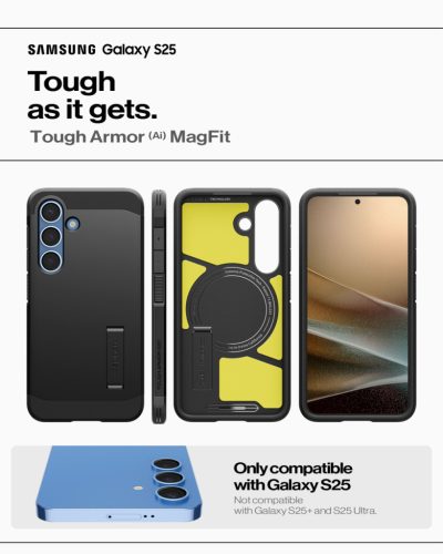 Spigen Tough Armor MagFit Samsung Galaxy S25 tok, Black, fekete