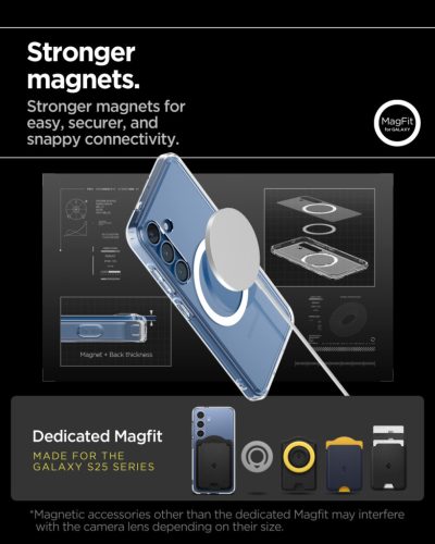 Spigen Ultra Hybrid MagFit Samsung Galaxy S25 tok, Clear White, átlátszó-fehér