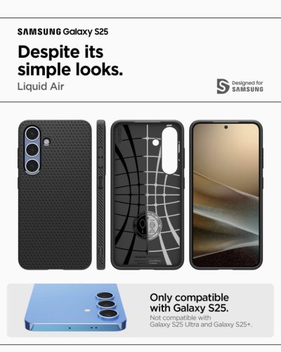 Spigen Liquid Air Samsung Galaxy S25 tok, Matte Black, fekete