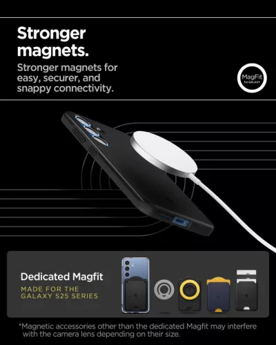 Spigen Thin Fit MagFit Samsung Galaxy S25 tok, Black, fekete