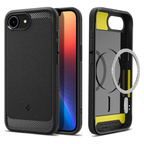 Spigen Rugged Armor MagFit Apple iPhone 16e tok, MagSafe, matt fekete