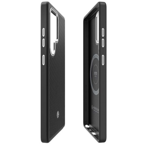 Samsung by Spigen Enzo Aramid Magnetic Galaxy S25 Ultra mágneses gyári tok, fekete-ezüst