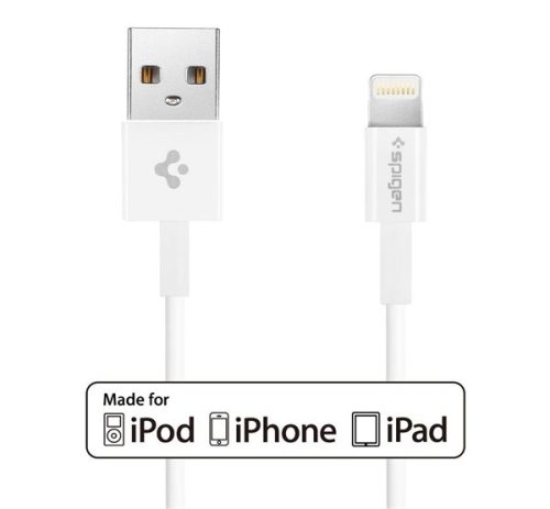 Spigen Essential C10LS Apple iPhone USB / Lightning töltő- és adatkábel, fehér, MFI