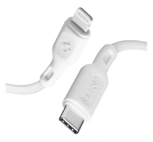 Spigen Essential C10CL USB-C / Lightning töltő- és adatkábel, fehér, MFI, 1m