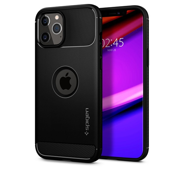 Spigen Apple iPhone 12/12 Pro ütésálló hátlap - Spigen Rugged Armor - fekete