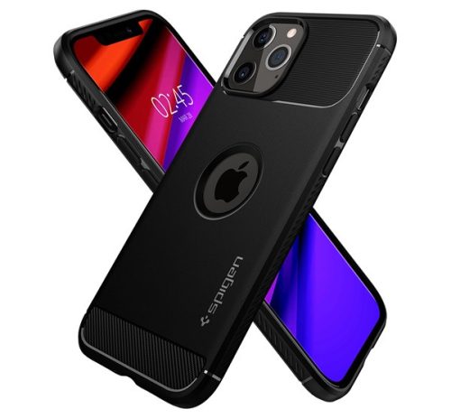 Spigen Rugged Armor Apple iPhone 12 / 12 Pro tok, Matte Black, fekete