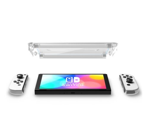 Spigen Glas.tR EZ Fit Nintendo Switch OLED tempered kijelzővédő fólia felhelyező kerettel (2db)