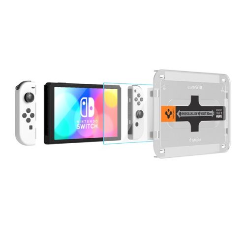 Spigen Glas.tR EZ Fit Nintendo Switch OLED tempered kijelzővédő fólia felhelyező kerettel (2db)