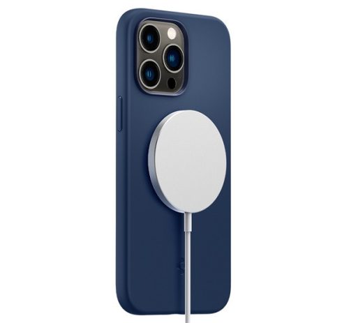 Spigen Silicone Fit MagFit Apple iPhone 14 Pro Max tok, MagSafe, Navy Blue, kék