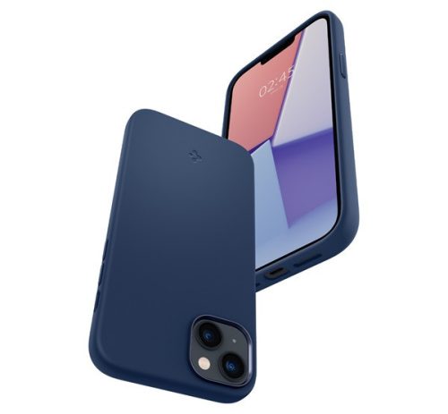 Spigen Silicone Fit MagFit Apple iPhone 14 Plus tok, MagSafe, Navy Blue, kék