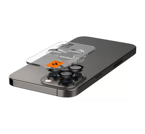Spigen Glas.tR EZ Fit Optik Pro Apple iPhone 14 Pro / 14 Pro Max / 15 Pro / 15 Pro Max / 16 Pro / 16 Pro Max / 17 Pro / 17 Pro Max, Tempered kameralencse-védő fólia felhelyező kerettel, fekete (2db)