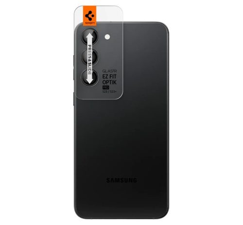 Spigen Glas.tR EZ Fit Optik Pro Samsung Galaxy S24 / S23 / S23+ Tempered kameralencse-védő fólia felhelyező kerettel, fekete (2db)