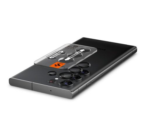 Spigen Glas.tR EZ Fit Optik Pro Samsung Galaxy S23 Ultra Tempered kameralencse-védő fólia felhelyező kerettel, fekete (2db)