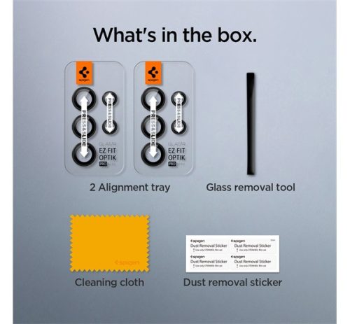 Spigen Glas.tR EZ Fit Optik Pro Samsung Galaxy S23 Ultra Tempered kameralencse-védő fólia felhelyező kerettel, fekete (2db)