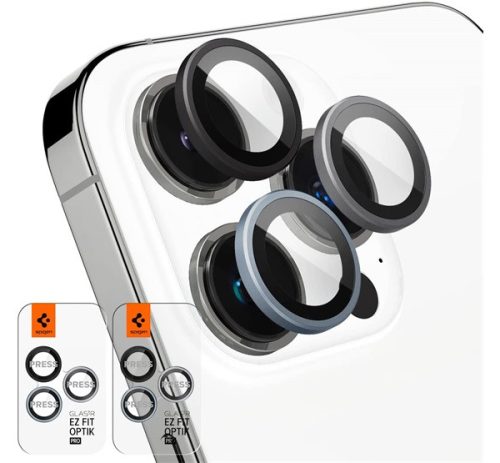 Spigen Glas.tR EZ Fit Optik Pro Apple iPhone 14 Pro / 14 Pro Max / 15 Pro / 15 Pro Max / 16 Pro / 16 Pro Max / 17 Pro / 17 Pro Max, Tempered kameralencse-védő fólia, felhelyező kerettel Zero One (2db)