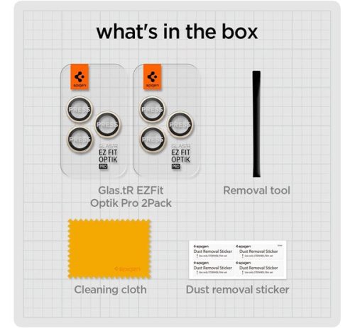 Spigen Glas.tR EZ Fit Optik Pro Apple iPhone 14 Pro / 14 Pro Max Tempered kameralencse-védő fólia felhelyező kerettel, Arany (2db)