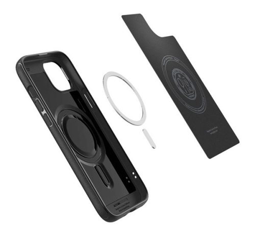 Spigen Mag Armor MagFit Apple iPhone 15 Plus tok, MagSafe, Matte Black, fekete