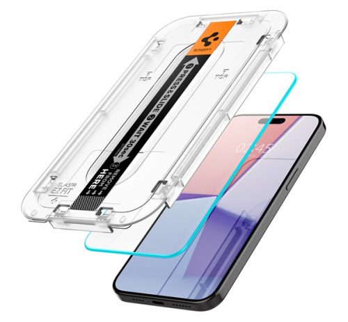 Spigen Glas.tR EZ Fit Apple iPhone 15 Pro Max Tempered kijelzővédő fólia felhelyező kerettel (2db)